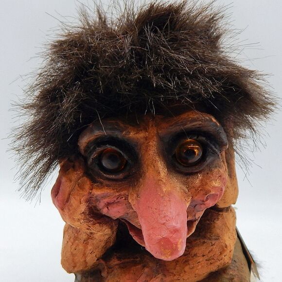 NyForm Troll Man On Rock Thinking #170 Norway Handmade 7 Inch Folk Art Disc - Picture 6 of 11